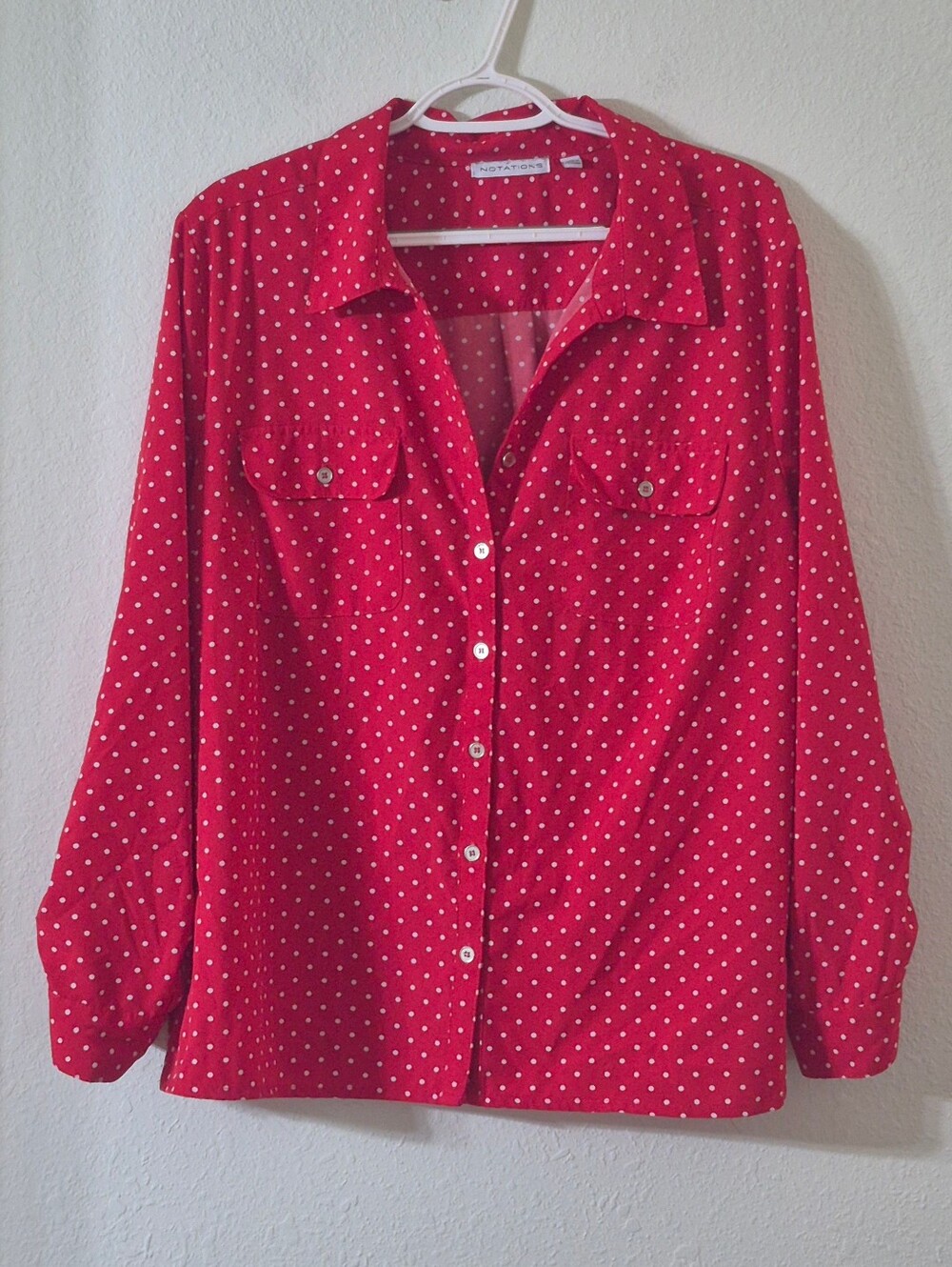 Notations Red Polka Dot Button-Down Shirt